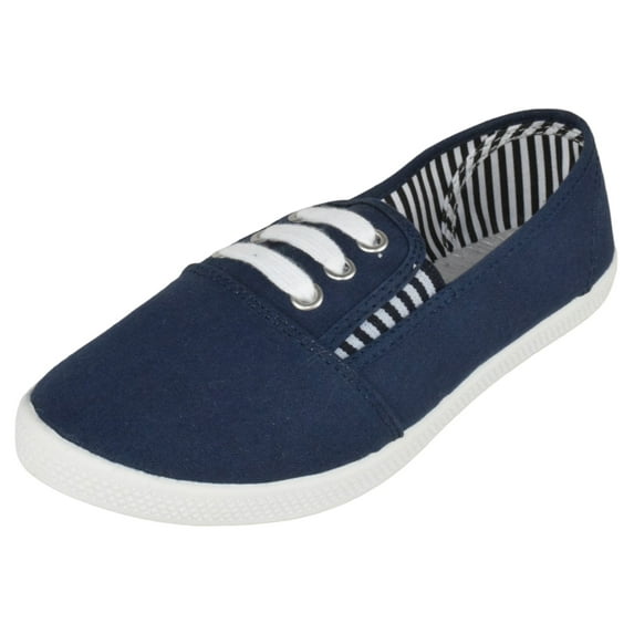 Forever Flat Women's Shoes Linen Canvas Slip-On Sneakers Lace Up Loafers Comfortable Fashion Sneakers Always-02 Navy Blue 10