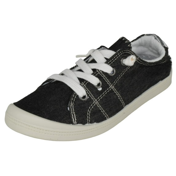 Forever Flat Women's Shoes Linen Canvas Slip-On Sneakers Lace Up Loafers Comfortable Fashion Sneakers Black 6