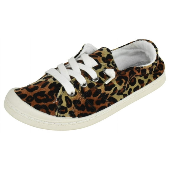 Forever Flat Women's Shoes Linen Canvas Slip-On Sneakers Lace Up Loafers Comfortable Fashion Sneakers Comfort-01 Cheetah Leopard Print 5.5