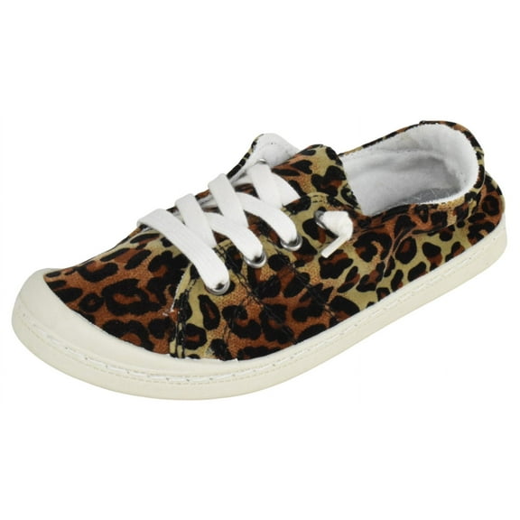 Forever Flat Women's Shoes Linen Canvas Slip-On Sneakers Lace Up Loafers Comfortable Fashion Sneakers Comfort-01 Cheetah Leopard Print 7