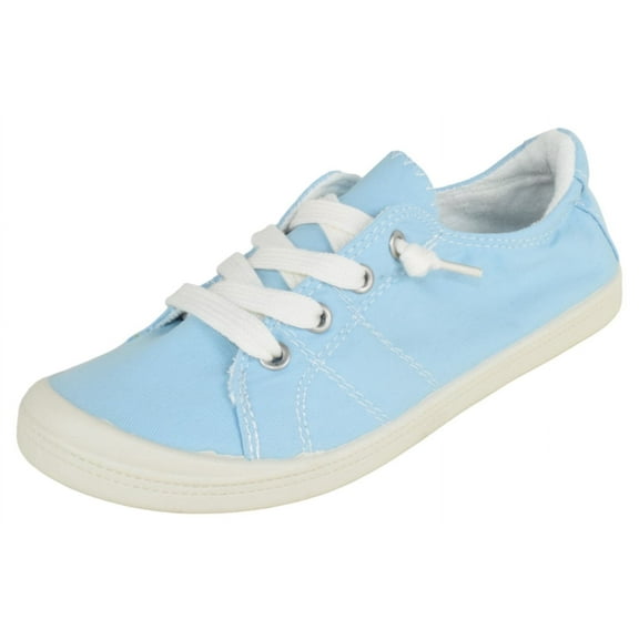 Forever Flat Women's Shoes Linen Canvas Slip-On Sneakers Lace Up Loafers Comfortable Fashion Sneakers Comfort-01 Light Blue 6.5