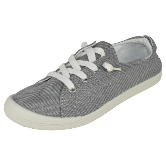 Forever Flat Women's Shoes Linen Canvas Slip-On Sneakers Lace Up Loafers Comfortable Fashion Sneakers Dark Gray 8.5
