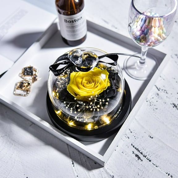 Forever Flowers Real Eternal Roses Preserved Flowers Gift with LED Mood Lights for Valentine's Day Birthday Anniversary, Elegant Present for Girlfriend Wife Mom Women