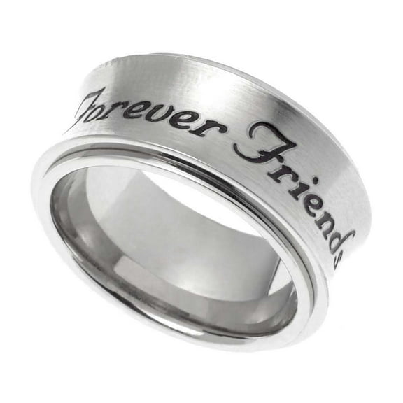 Forever Friends Engraved Stainless Steel Spinner Ring - Best Friend Gift size 10