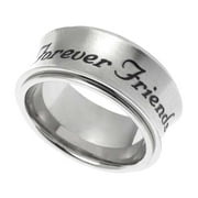 Forever Friends Engraved Stainless Steel Spinner Ring - Best Friend Gift size 9