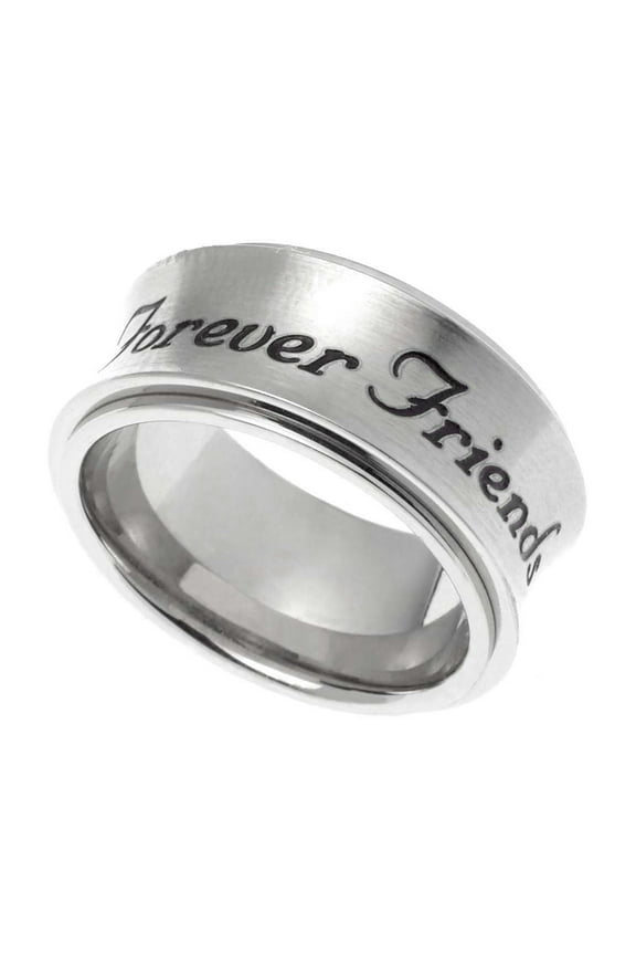 Forever Friends Engraved Stainless Steel Spinner Ring - Best Friend Gift size 9