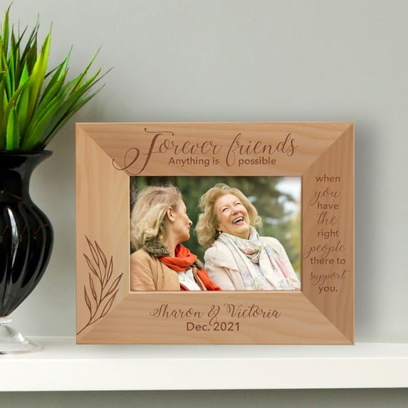 Forever Friends Personalized Wooden Frame-5" x 3 1/2" Brown Horizontal