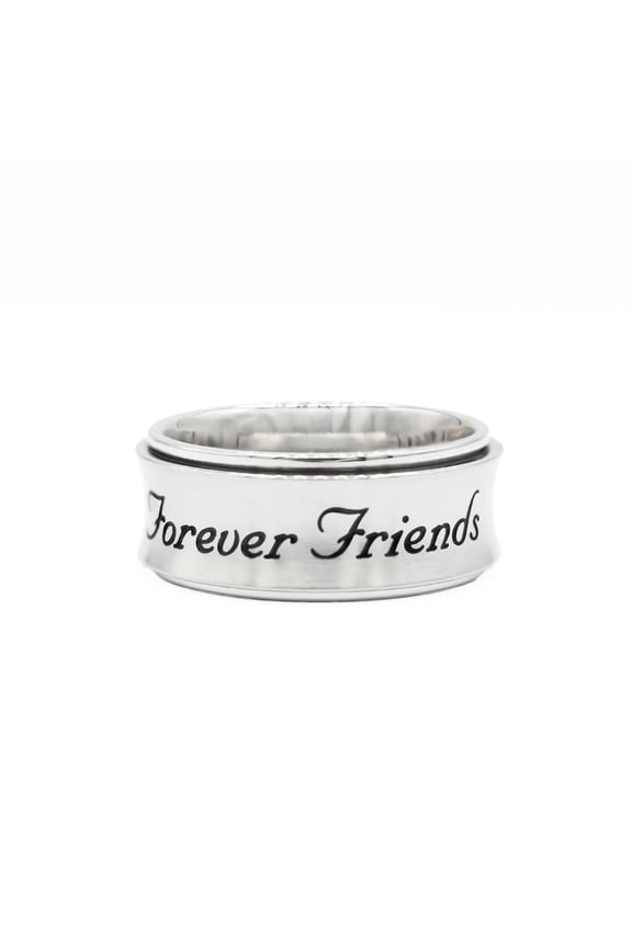 Waterproof Stainless Steel Spinner Ring with Forever Friends Engraving - Size 10 Jewelry Ring