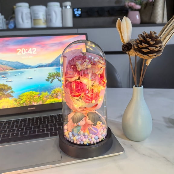 Forever Glass Rose Flower - Mom Womens Gifts for Christmas Valentines Mothers Day - Anniversary Birthday Gifts for Her Wife Girlfriend Grandma Daughter Sister, Holidays Home Decor (Colorful)