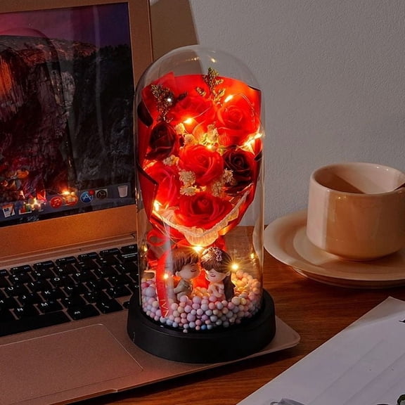 Forever Glass Rose Flower - Mom Womens Gifts for Christmas Valentines Mothers Day - Anniversary Birthday Gifts for Her Wife Girlfriend Grandma Daughter Sister, Holidays Home Decor (Colorful)