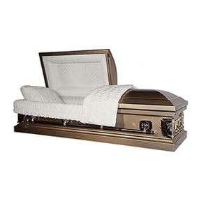 Forever Gold Steel Funeral Casket, Rectangular Sealed