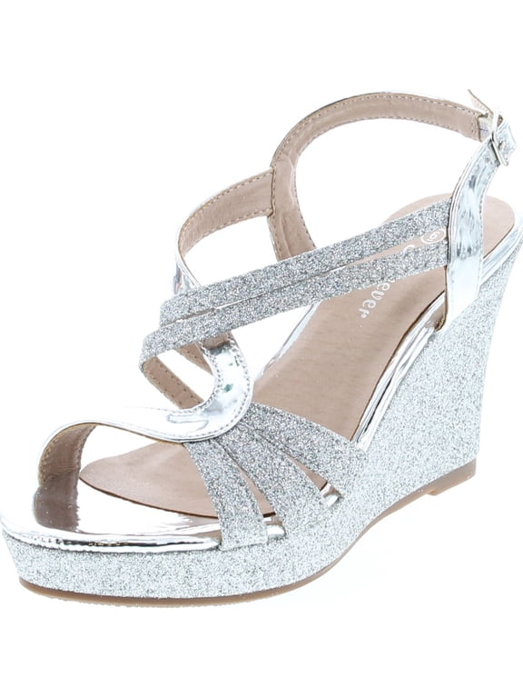 Forever Happy-09 Women's Glitter Strappy Wrapped Wedge Heel Platform Sandals