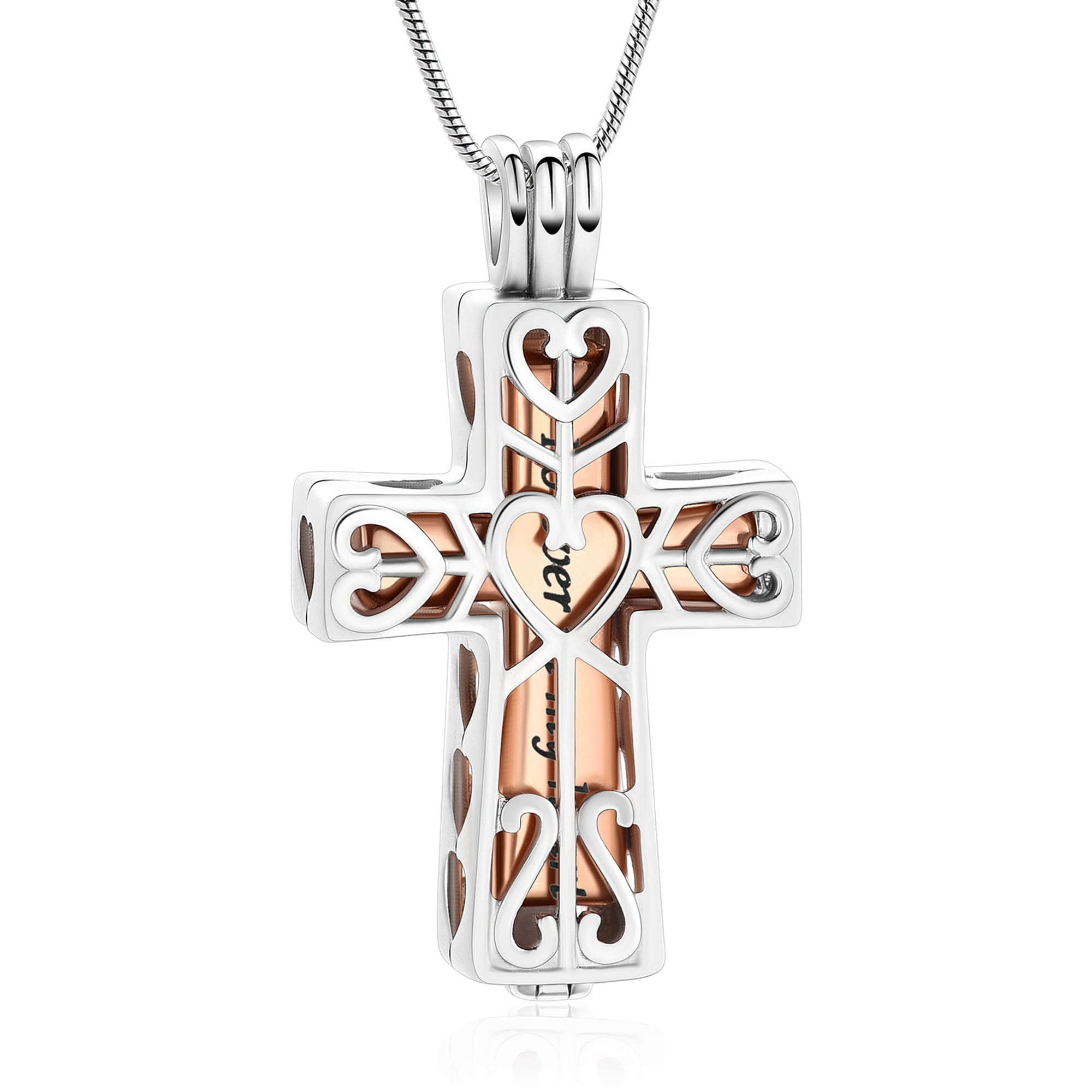 Forever in My Heart Corss Urn Necklace for Ashes, Stainless Steel ...
