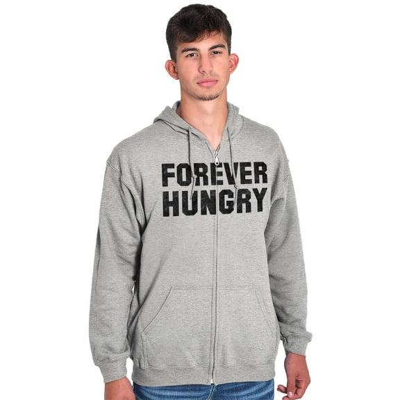 Forever Hungry Hangry Foodie Geek Unisex Fleece Graphic Zip Up Hoodie Brisco Brands 5X