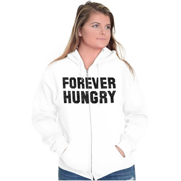 Forever Hungry Hangry Foodie Geek Zip Up Hoodie Men's Women's Brisco Brands S