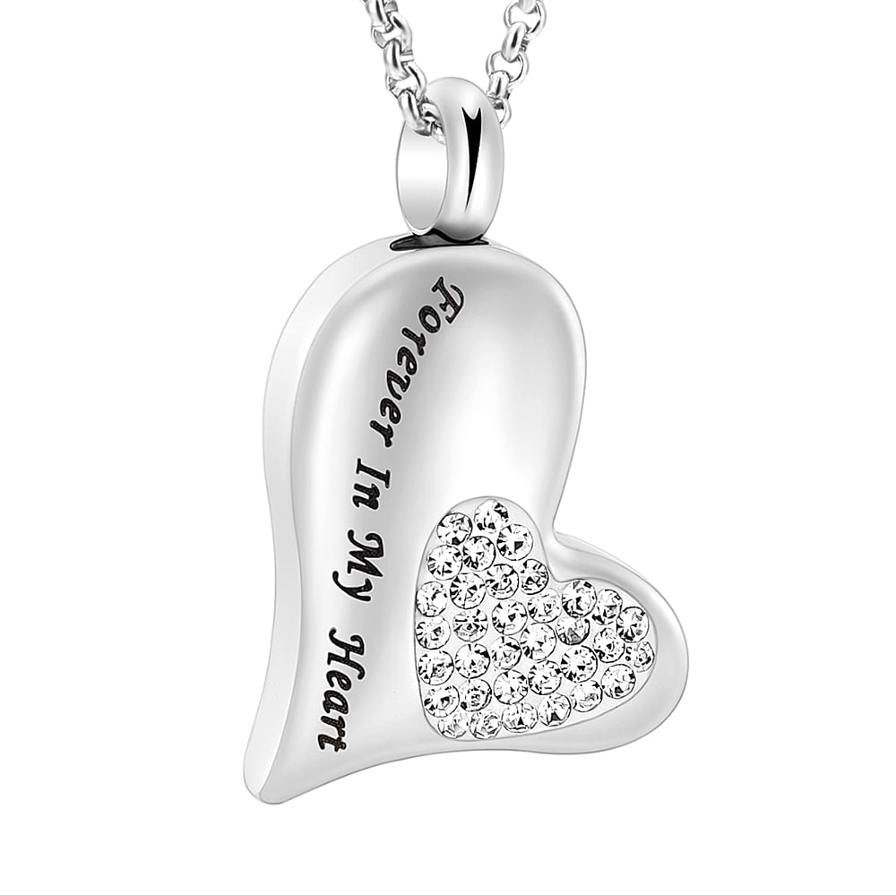 Forever In My Heart - Heart Urn Necklace for Ashes Stainless Steel ...