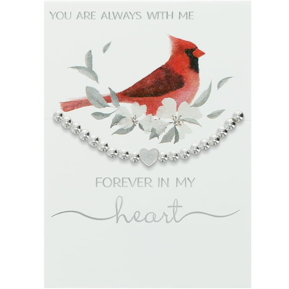 Pavilion Gift Company - Forever In My Heart - Silver Plated - Beaded Stretch Bracelet