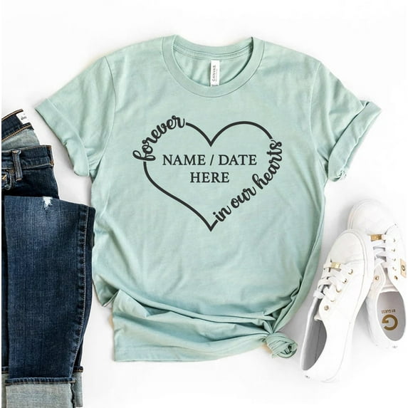 Forever In Our Heart T-shirt Custom Date Shirt Love Gift Couple Tee Valentines Top Romantic Name Spiritual Apparel T-shirts Family