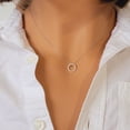 thumbnail image 1 of Forever Jewels 0.20Ct Round Cut Moissanite Women Circle Necklace Pendant 14K White Gold Plated, 1 of 4