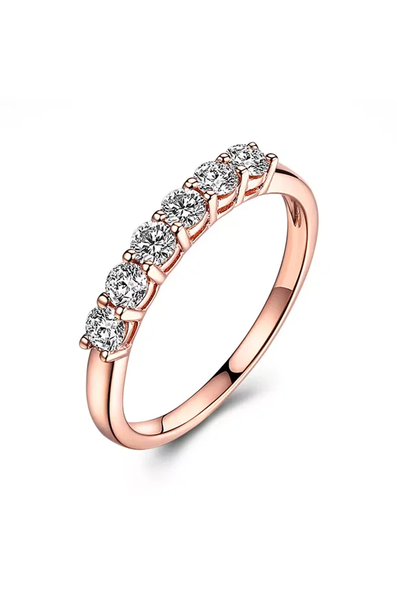 0.50Ct Round Moissanite Women's Wedding Band Ring in 14K Rose Gold Plated