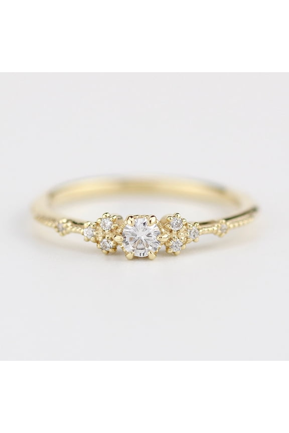 1/2Ct Round Cut Moissanite Womens Engagement Ring 14K Yellow Gold Plated