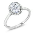 thumbnail image 1 of Forever Jewels 1.50 Ct Oval Cut Moissanite Women Halo Engagement Ring 14K White Gold Plated, 1 of 5