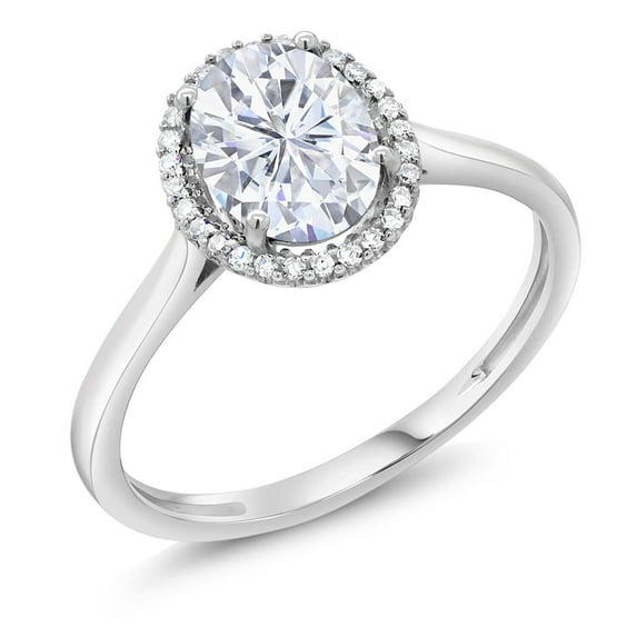 Forever Jewels 1.50 Ct Oval Cut Moissanite Women Halo Engagement Ring 14K White Gold Plated