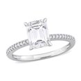 thumbnail image 1 of Forever Jewels 1.75Ct Emerald Cut Moissanite Women Halo Engagement Ring 14K White Gold Plated, 1 of 4