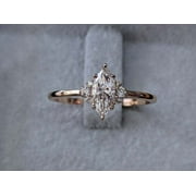 FOREVER JEWELS 1Ct Marquise Cut Moissanite Women Solitaire Engagement Ring 14K Rose Gold Plated