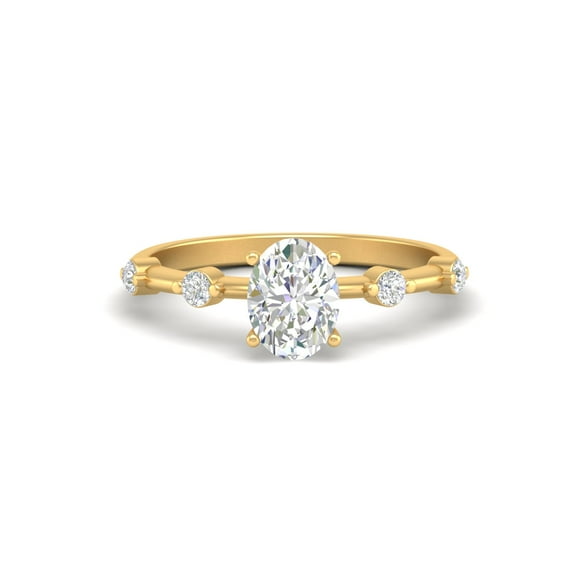 Forever Jewels 1Ct Oval Cut Moissanite Women Solitaire Engagement Ring 14K Yellow Gold Plated