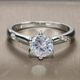 thumbnail image 1 of Forever Jewels 2.10Ct Round Cut Moissanite Women Halo Engagement Ring 14K White Gold Plated, 1 of 5