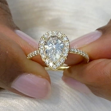 Forever Jewels 2.48 Ct Pear Cut Moissanite Women Engagement Ring 14K Yellow Gold Plated