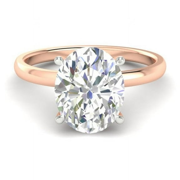 Forever Jewels 2.50 Ct Oval Cut Moissanite Women Solitaire Engagement Ring 14K Rose Gold Plated