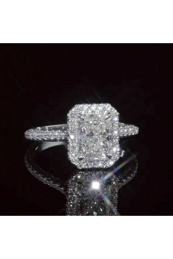 2.50 Ct Radiant Cut Moissanite Women Engagement Ring 14K White Gold Plated