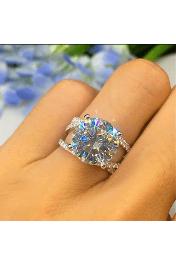2.70Ct Round Cut Moissanite Women Solitaire Engagement Ring 14K White Gold Plated