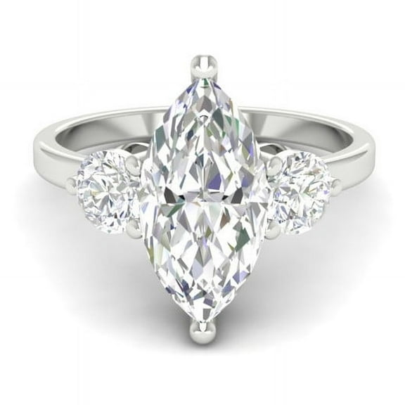 Forever Jewels 2Ct Marquise Cut Moissanite Women Engagement Ring 14K White Gold Plated