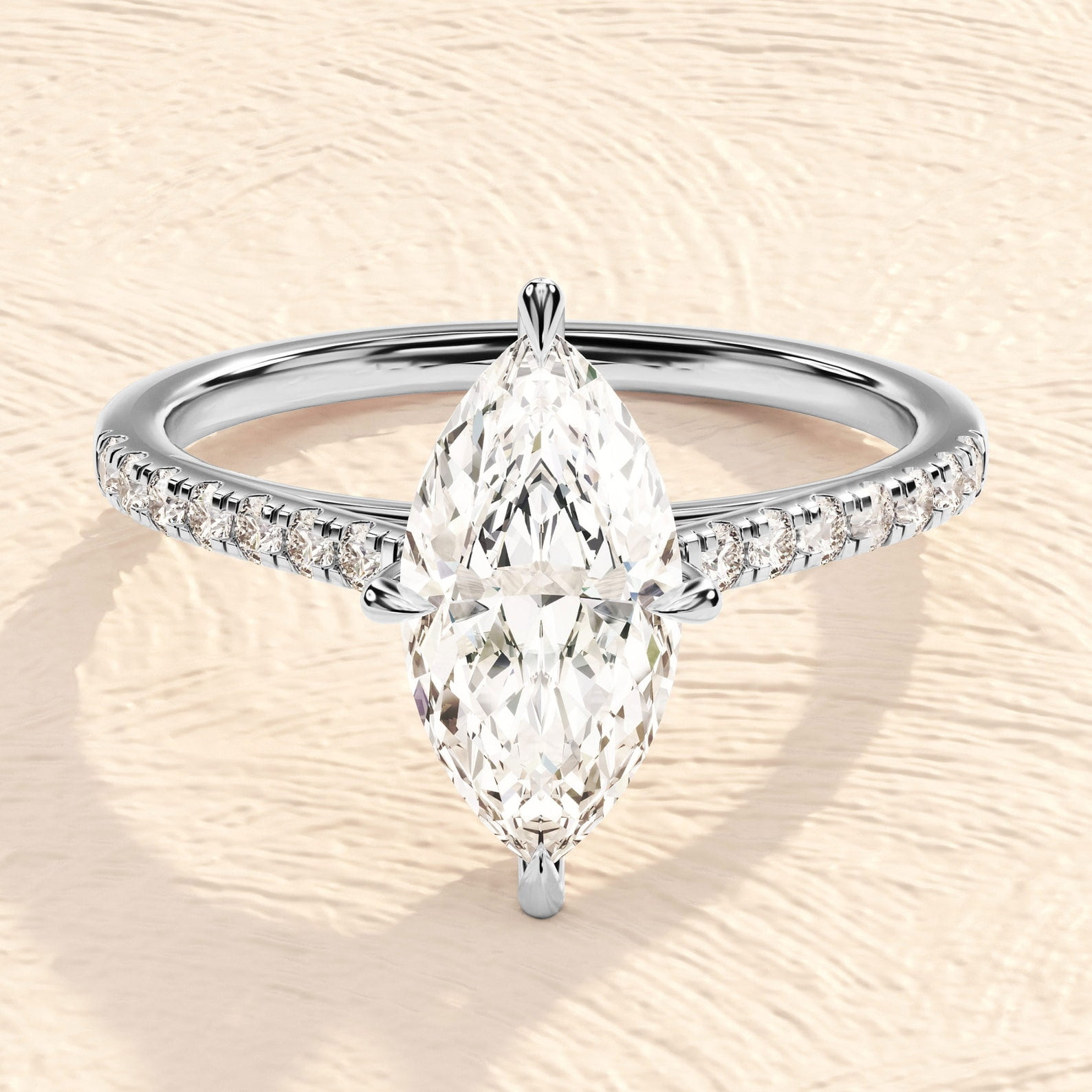 Forever Jewels 2Ct Marquise Cut Moissanite Womens Engagement Ring 14K ...