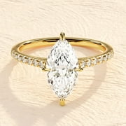 FOREVER JEWELS 2Ct Marquise Cut Moissanite Womens Engagement Ring 14K Yellow Gold Plated