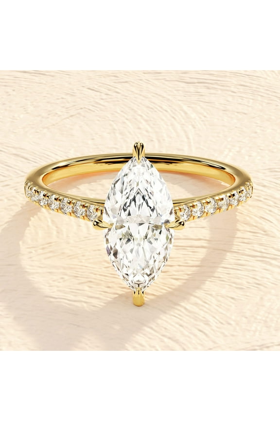 2Ct Marquise Cut Moissanite Womens Engagement Ring 14K Yellow Gold Plated