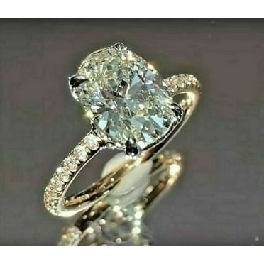 Forever Jewels 2Ct Oval Cut Moissanite Women Solitaire Engagement Ring 14K Yellow Gold Plated