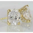 thumbnail image 1 of Forever Jewels 2Ct Oval Cut Moissanite Women Solitaire Stud Earrings 14K Yellow Gold Plated, 1 of 5