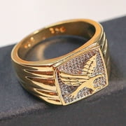 Forever Jewels 2Ct Round Cut Moissanite Men Flying Eagle Ring 14K Yellow Gold Plated