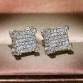 thumbnail image 1 of Forever Jewels 2Ct Round Cut Moissanite Men's Square Stud Earrings 14K White Gold Plated, 1 of 2
