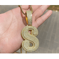 thumbnail image 1 of Forever Jewels 2Ct Round Cut Moissanite Mens 'S' Letter Pendant 14K Yellow Gold Plated, 1 of 5