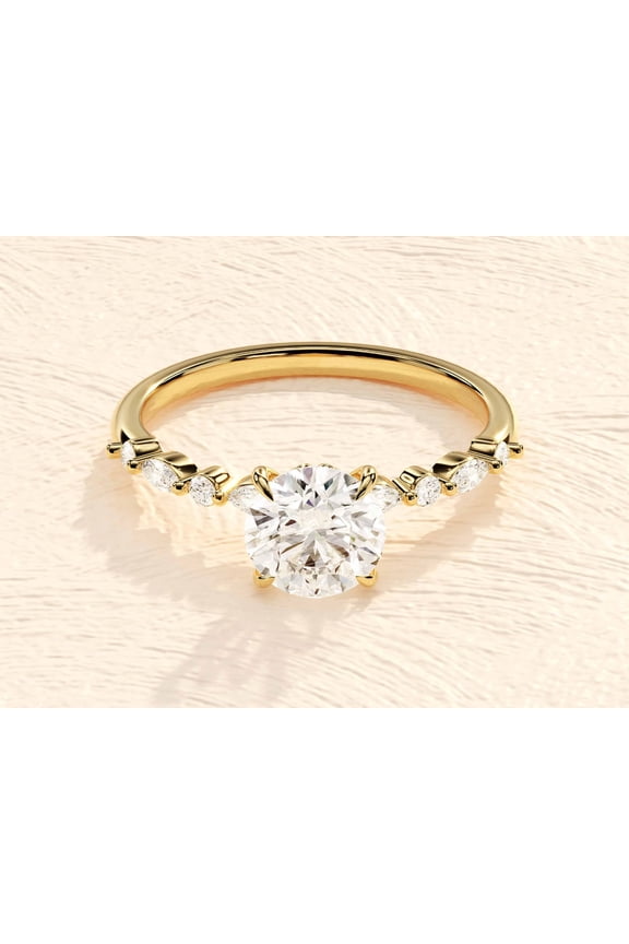 2Ct Round Cut Moissanite Womens Engagement Ring 14K White Gold Plated