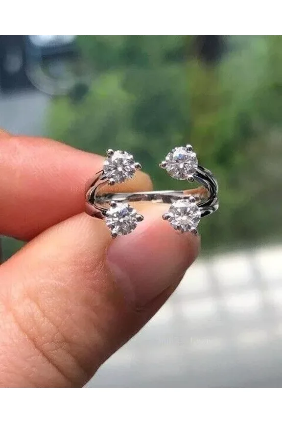 2Ct Round Moissanite Women Ring Guard Enhancer 14K White Gold Plated