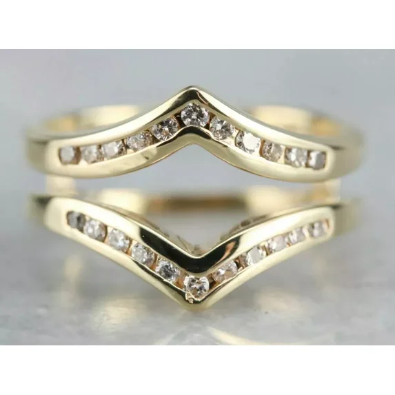 Forever Jewels 2Ct Round Moissanite Women Ring Guard Enhancer 14K Yellow Gold Plated