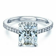 FOREVER JEWELS 3.50Ct Radiant Cut Moissanite Women Engagement Ring 14K White Gold Plated