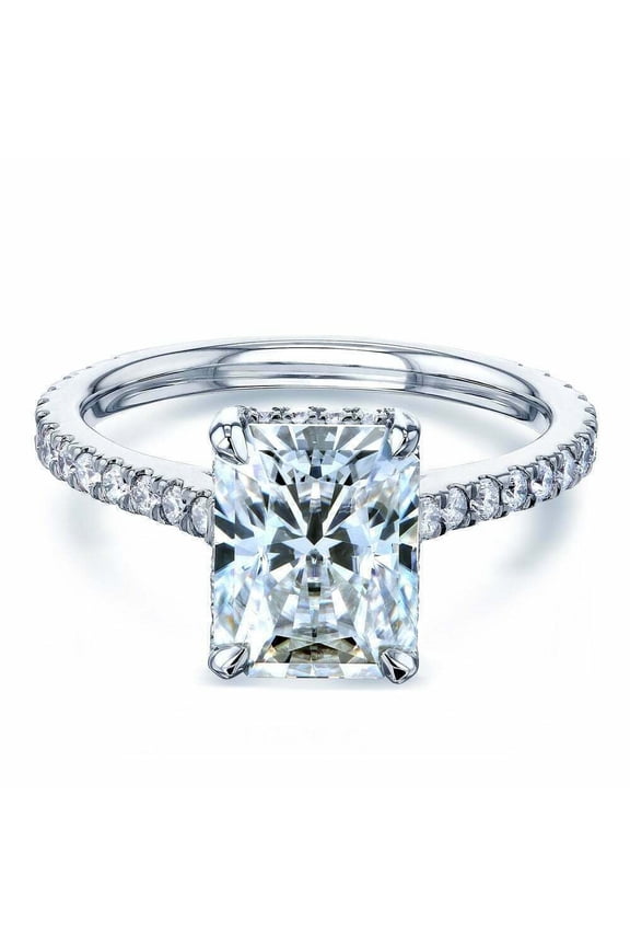 3.50Ct Radiant Cut Moissanite Women Engagement Ring 14K White Gold Plated