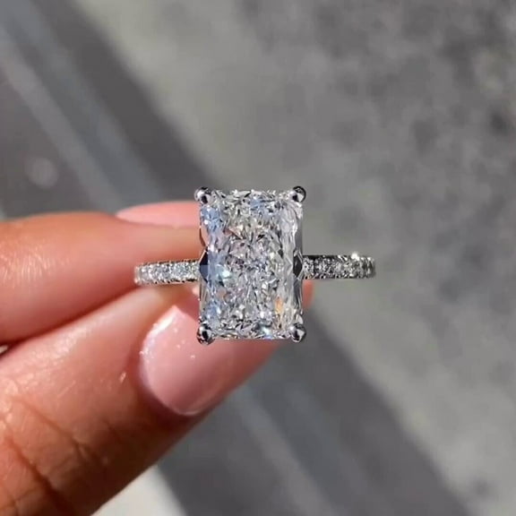 Forever Jewels 3.50Ct Radiant Cut Moissanite Womens Engagement Ring 14K White Gold Plated